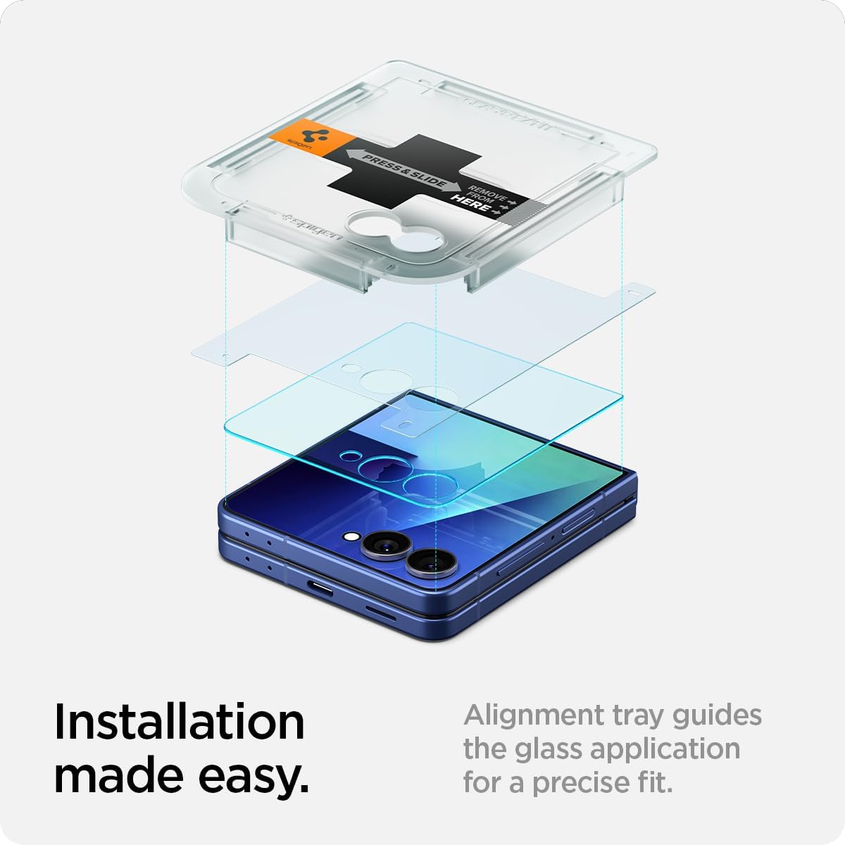 Thumbnail 2 de Spigen Glas.tR EZ Fit verre trempé pour Samsung Galaxy Z Flip7 (2 pièces) – dureté 9H, kit d’installation inclus