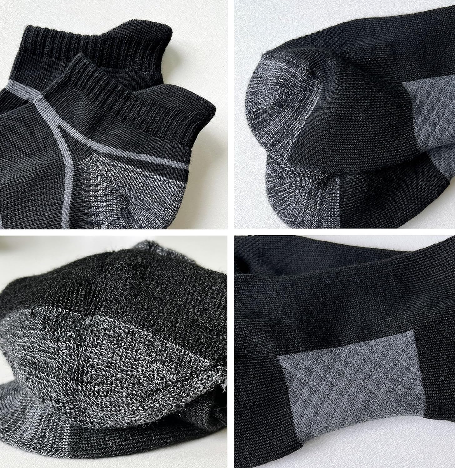 Detalle 2 de suaskk Men’s Athletic Cushioned Ankle Socks (5 Pairs) for Anti-Blister, Wicking Comfort