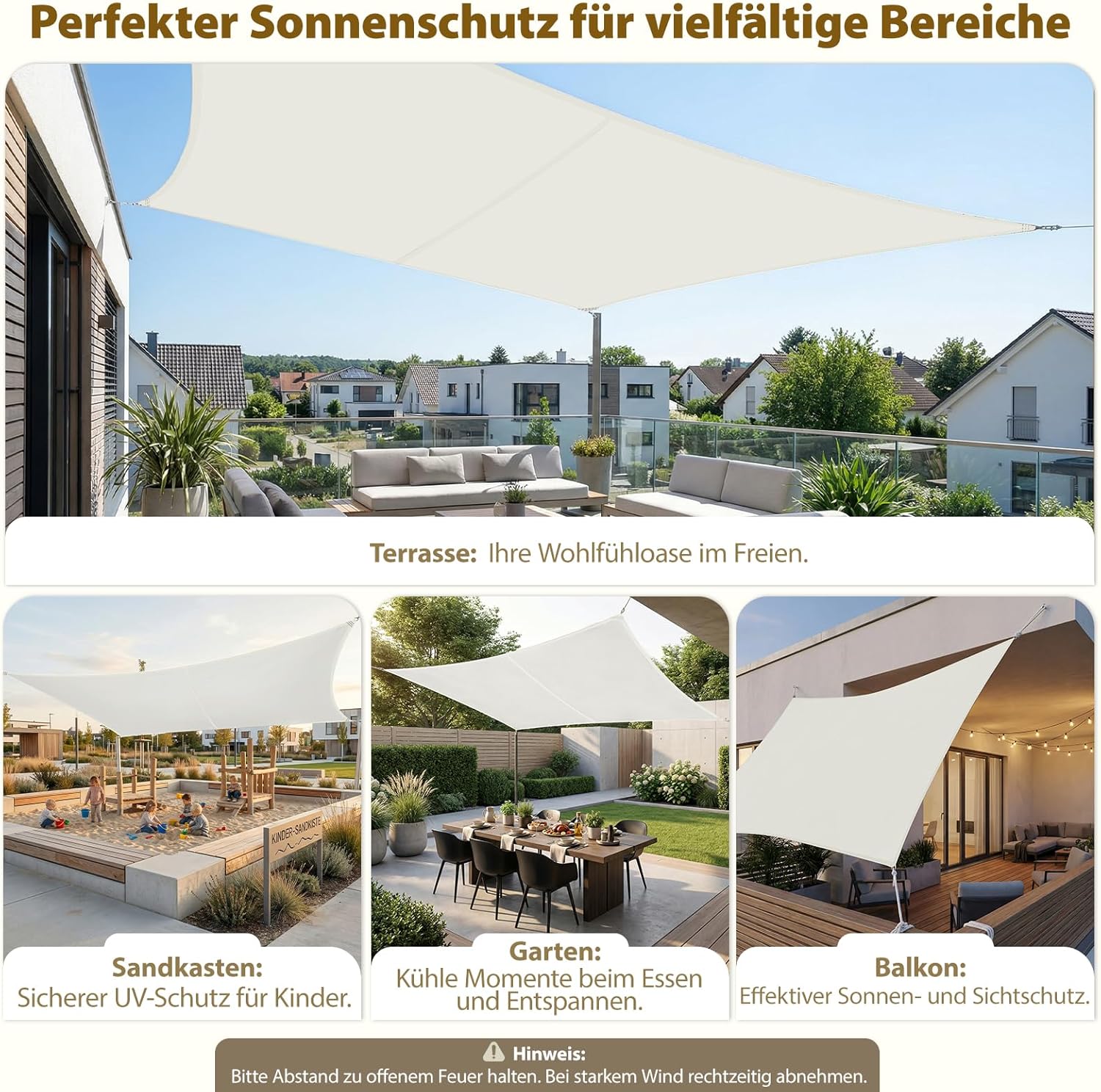 Thumbnail 5 de Sekey Sonnensegel 4x5 m Rechteckig – wasserdicht, UV-beständig und langlebig