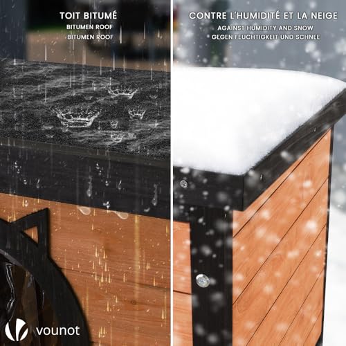 Detalle de VOUNOT Casetta per Gatti in Legno con Porta Design Orecchie di Gatto – 57 x 45 x 43 cm