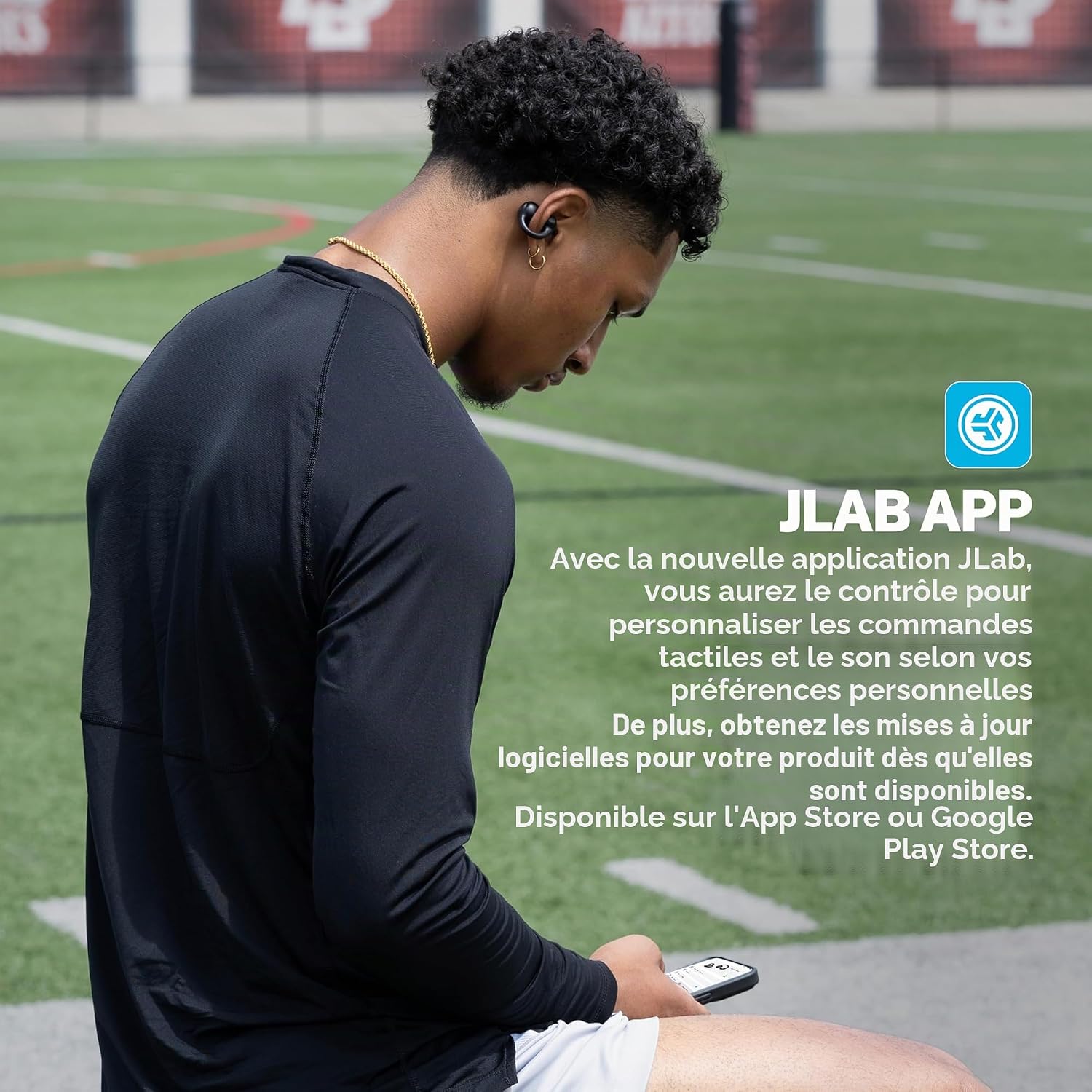 Thumbnail 6 de JLab Flex casque à oreille ouverte (écouteurs ouverts) avec Bluetooth multipoint, micro et personnalisation via application — Noir