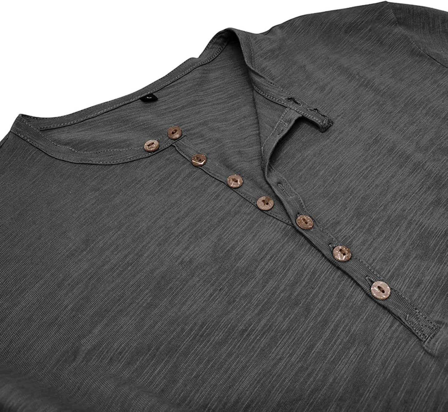 Detalle de Henley Langarm T Shirt Herren – Langarmshirt mit V-Ausschnitt und Knopfleiste (Slim Fit, Vintage Stil) M–3XL