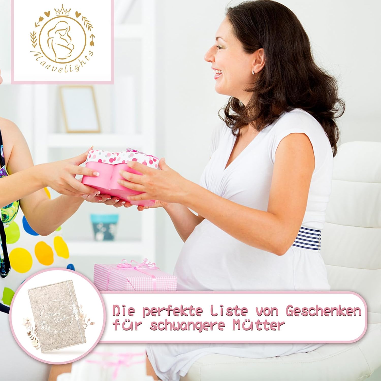 Detalle de Mutterpasshülle aus Filz für den Deutschen Mutterpass – Beige mit weißen Perlen & Herz