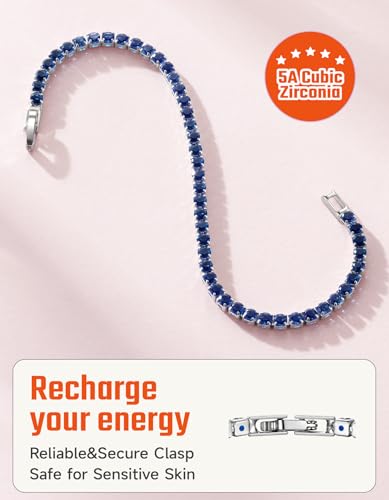 Thumbnail 8 de Just Being Cute Bracciale tennis Zirconia 5A+ 3mm Argento Blu 18 cm