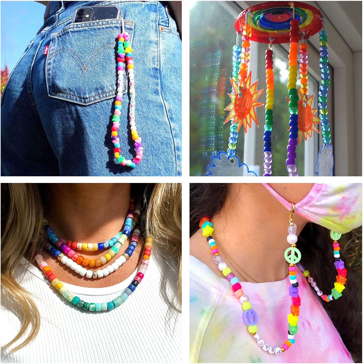 Detalle 1 de QUEFE 48-Color Pony Bead Bracelet Making Kit with Letter Beads