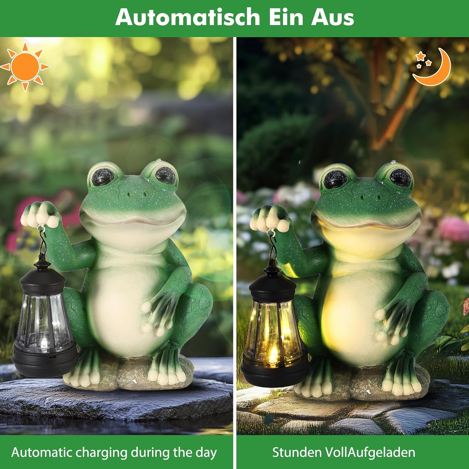 Detalle 2 de Wowlela Solar Frog Statue with Lantern