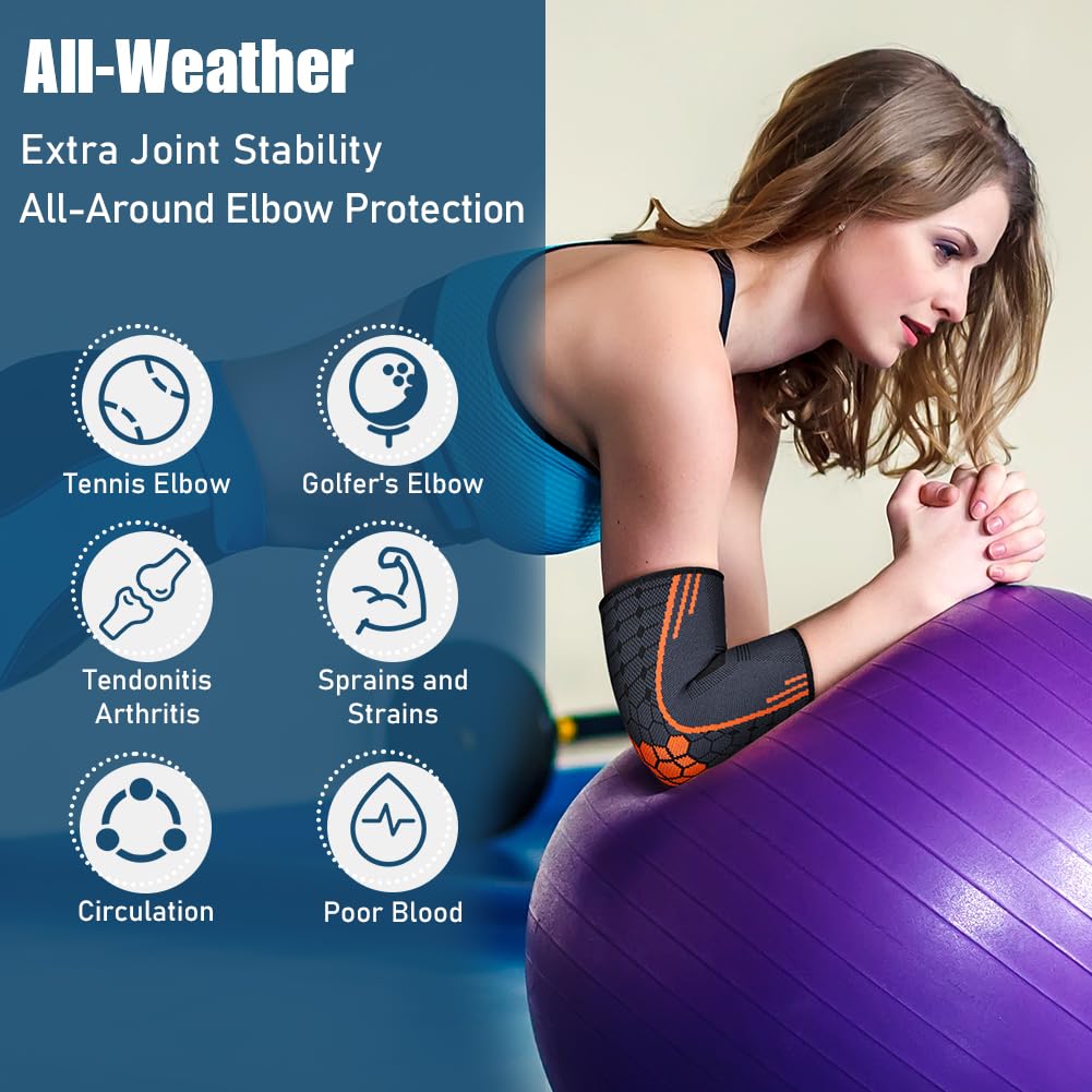 Thumbnail 3 de AOOWU Coudière Tendinite — 2 pièces, attelle de coude respirante et antidérapante pour tennis elbow et tendinite