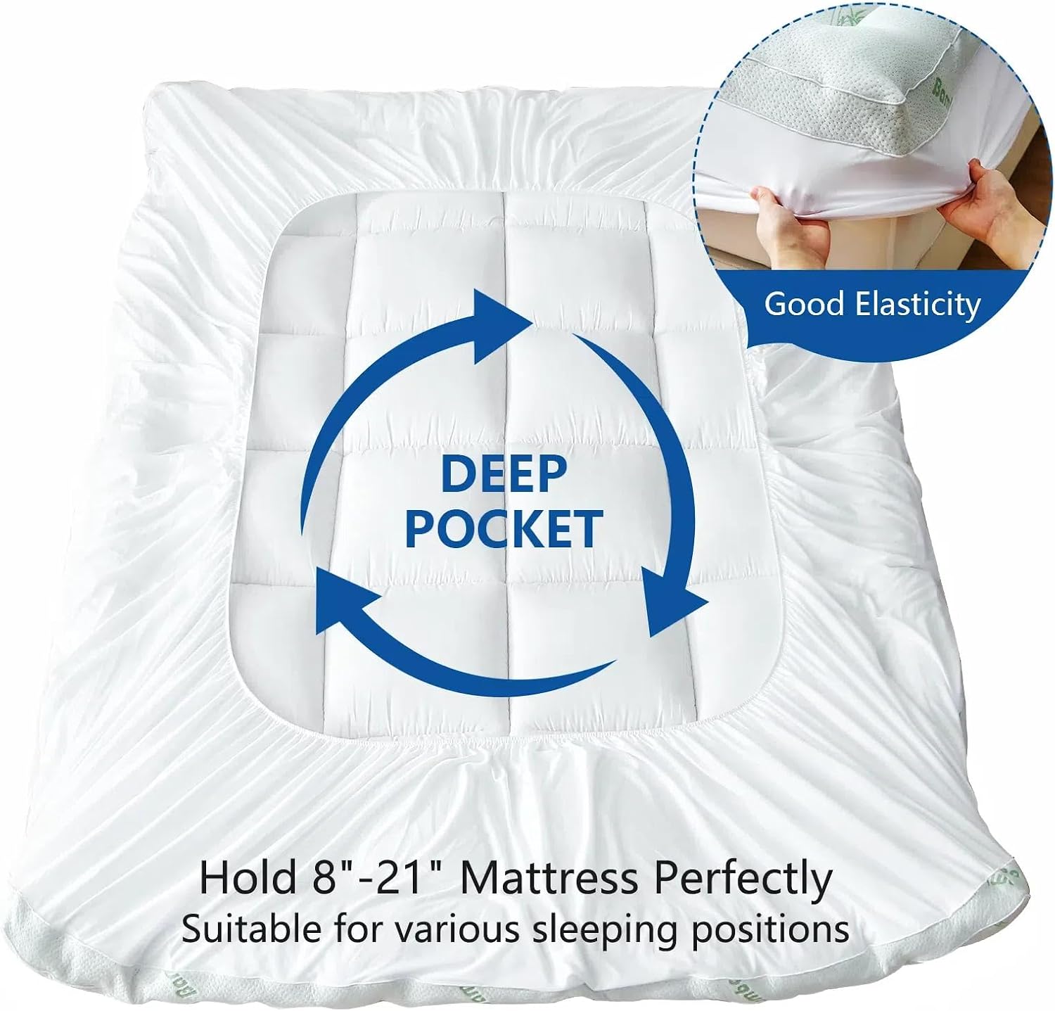 Detalle de BETENWEL California King Bamboo Mattress Topper, 1200 GSM Quilted, Cooling