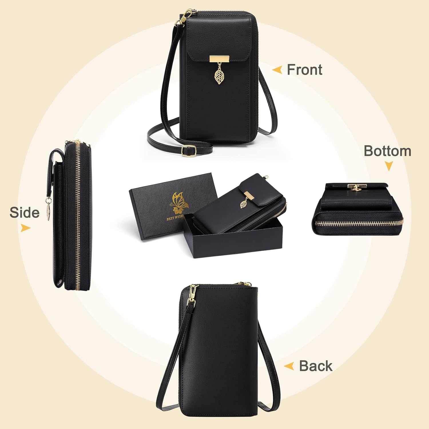 Thumbnail 6 de VOBUKE Handytasche zum Umhängen klein mit RFID-Schutz und 12 Kartenfächern – Leder Schultertasche Crossbody für Damen