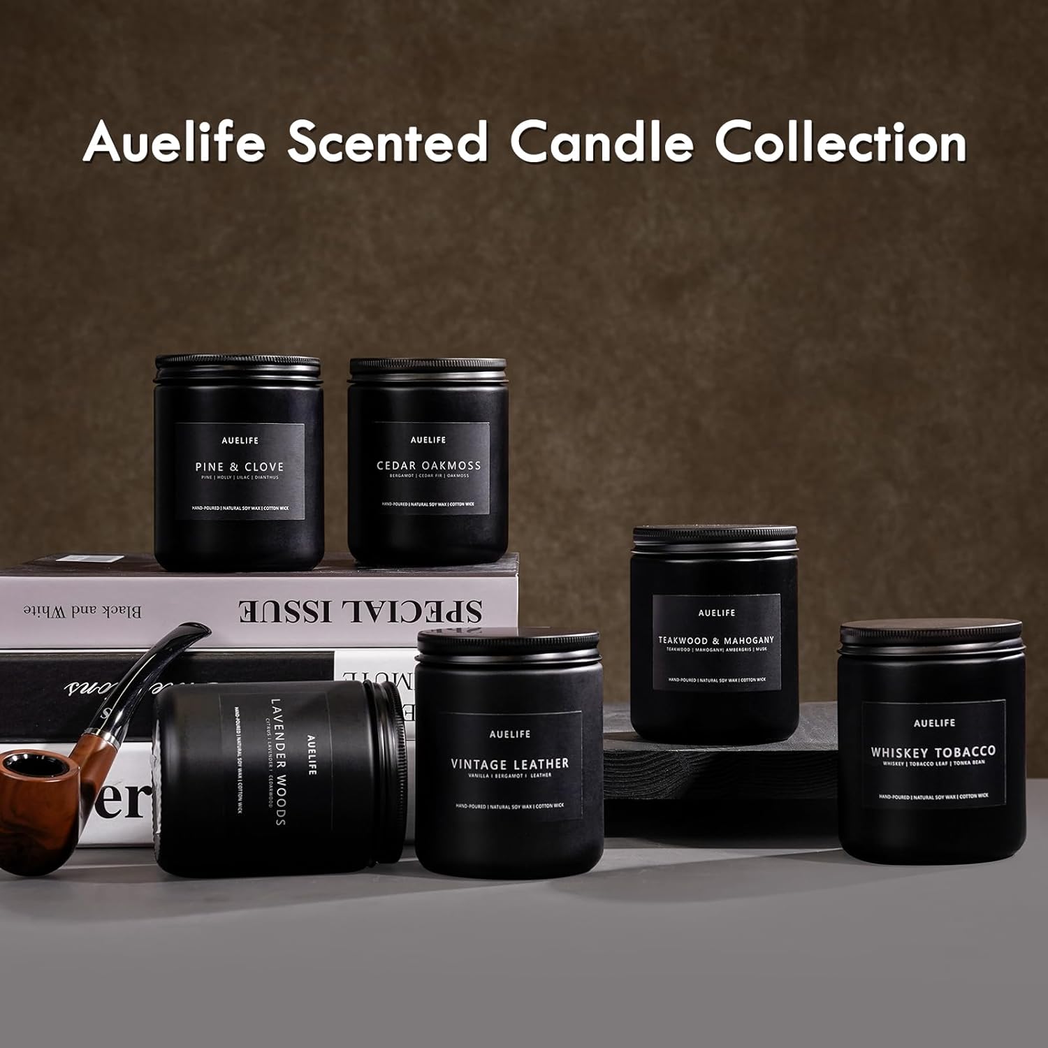 Thumbnail 4 de Auelife Scented Candles Smoke Vanilla Soy Candle, 7 oz, Cotton Wick