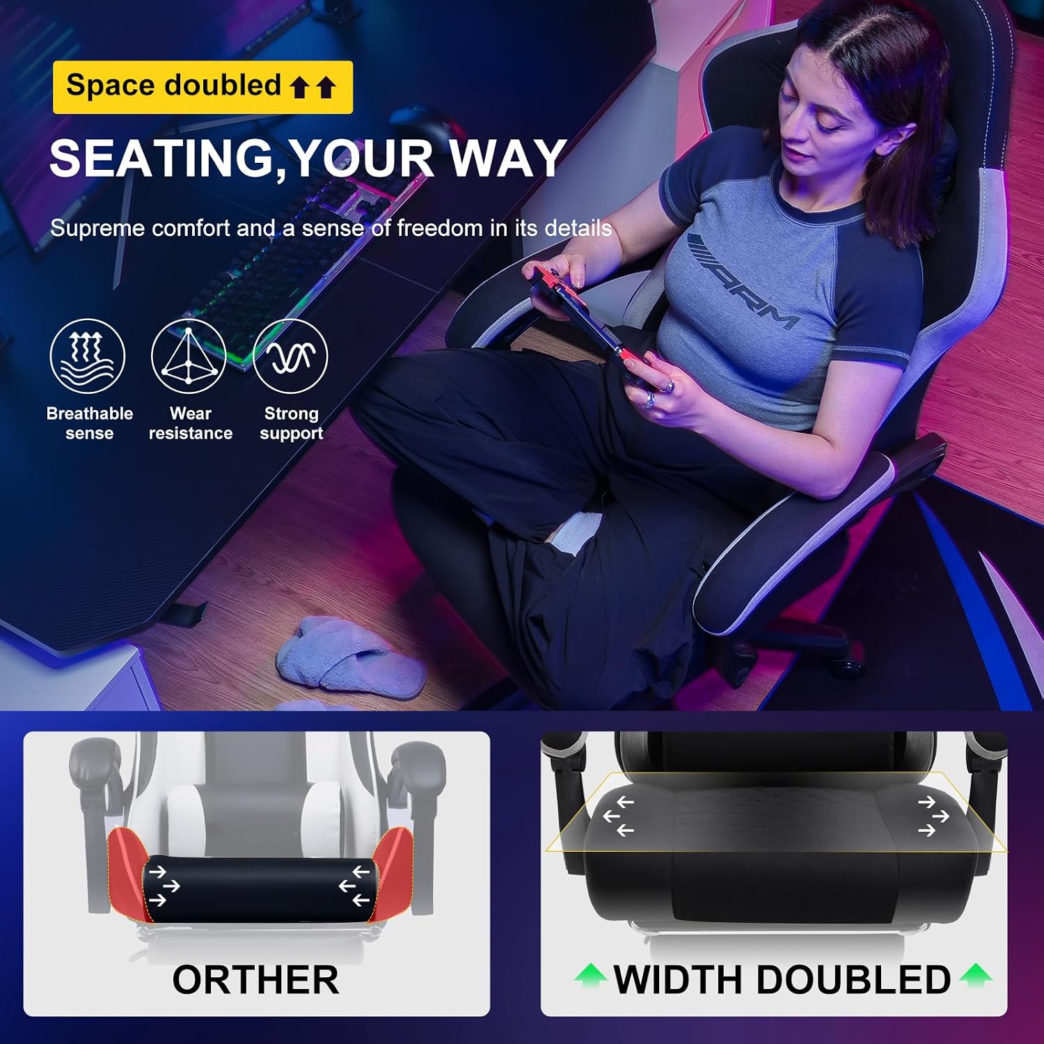 Thumbnail 6 de GTPLAYER gtp0845 Gaming Chair with Pocket-Spring Cushion, Linkage Arms & Footrest
