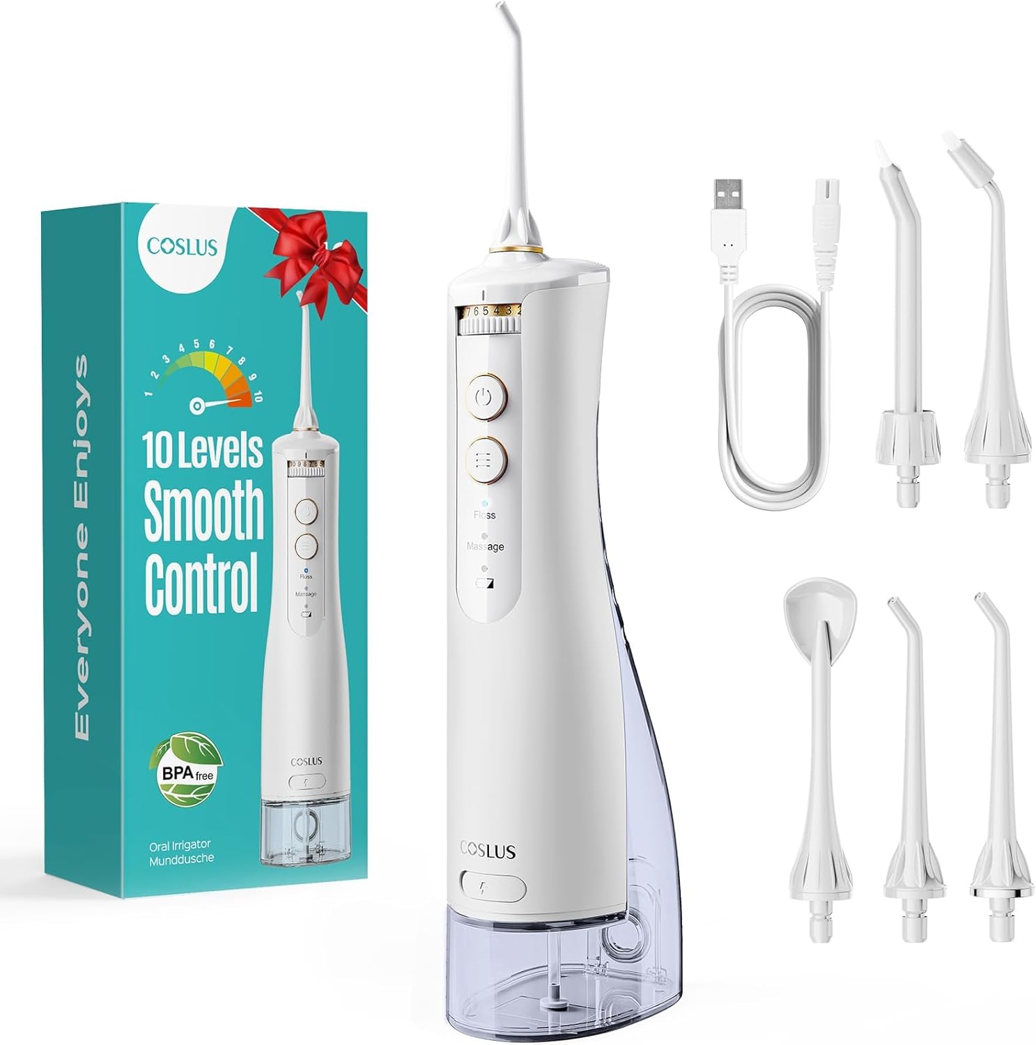 Detalle de COSLUS E40 kabellose Munddusche mit 10 Stufen