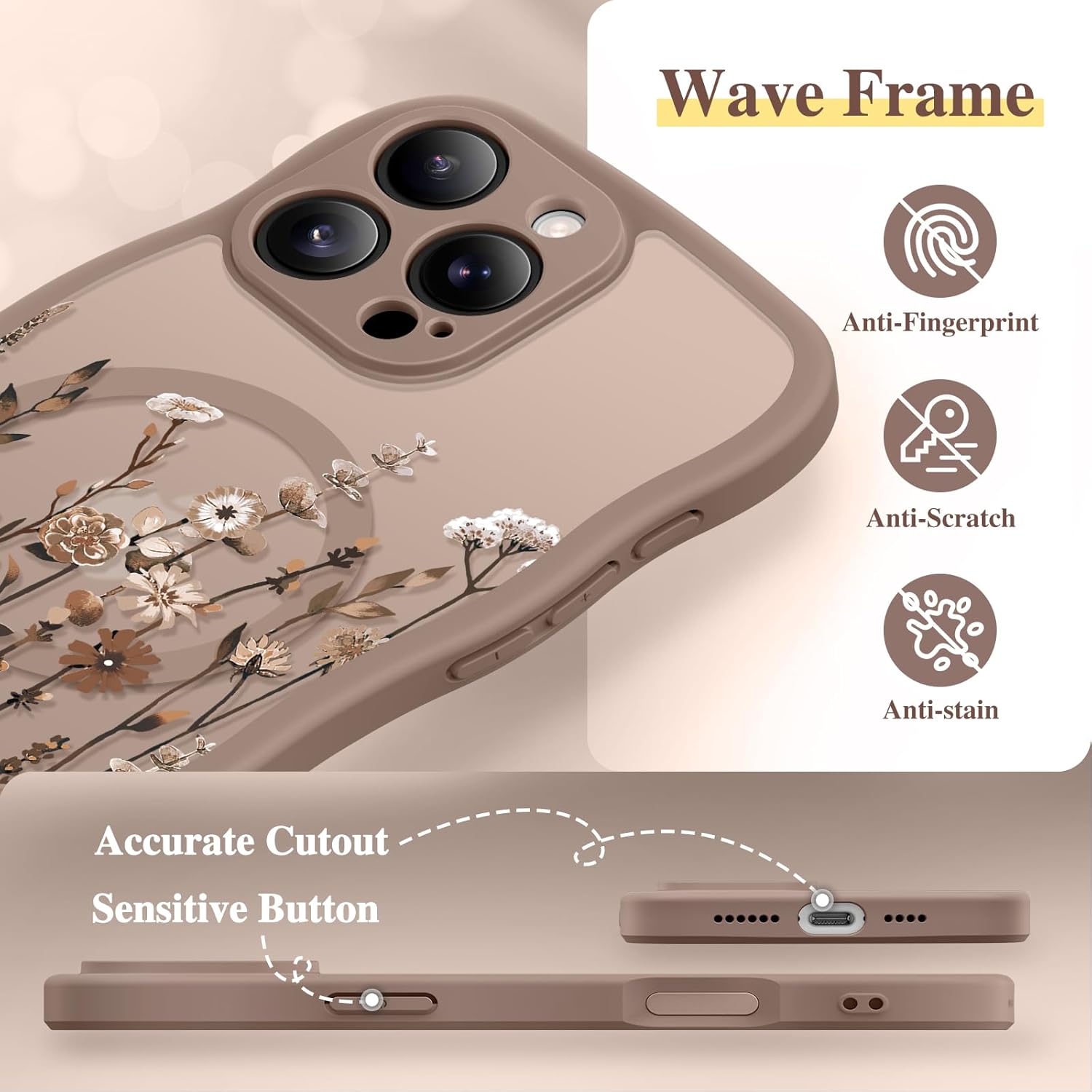 Thumbnail 5 de GVIEWIN Floral Translucent Wave Edge MagSafe Case for iPhone 16 Pro Max