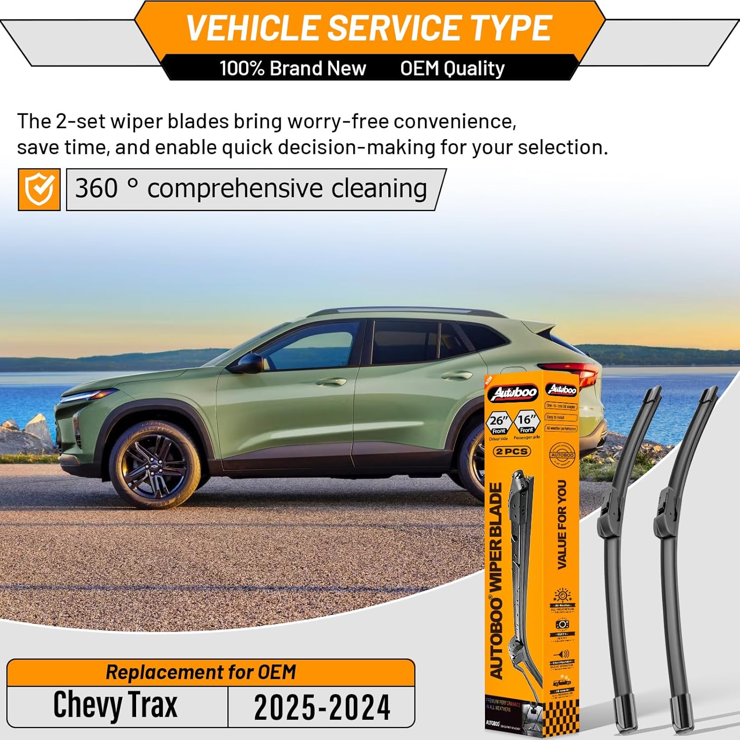 Thumbnail 1 de AUTOBOO 26" + 16" Windshield Wipers Replacement for Chevy Trax 2024–2025 (Pack of 2)