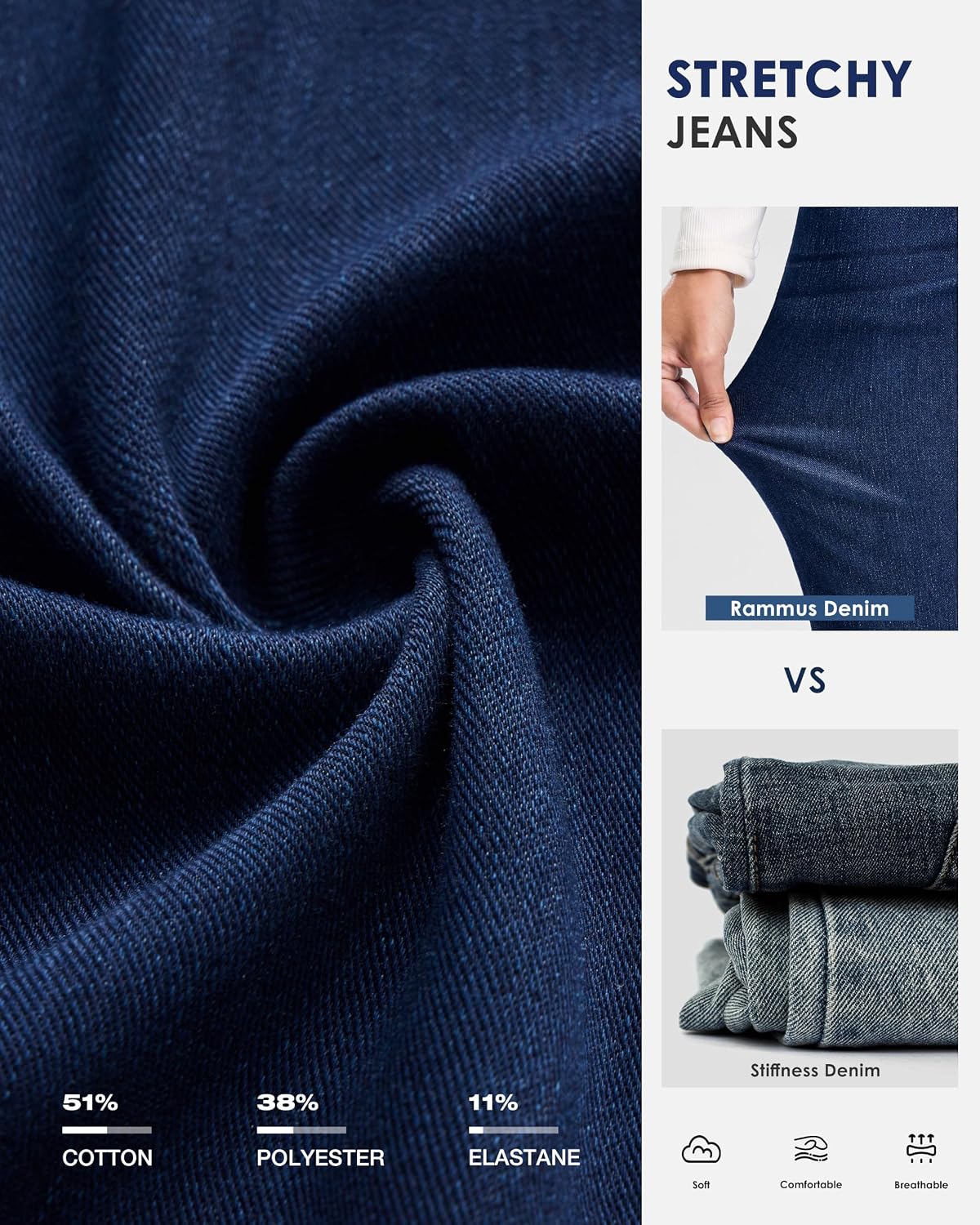 Thumbnail 5 de Rammus Straight Leg Jeans for Women, Pull-On Stretch Denim with Pockets