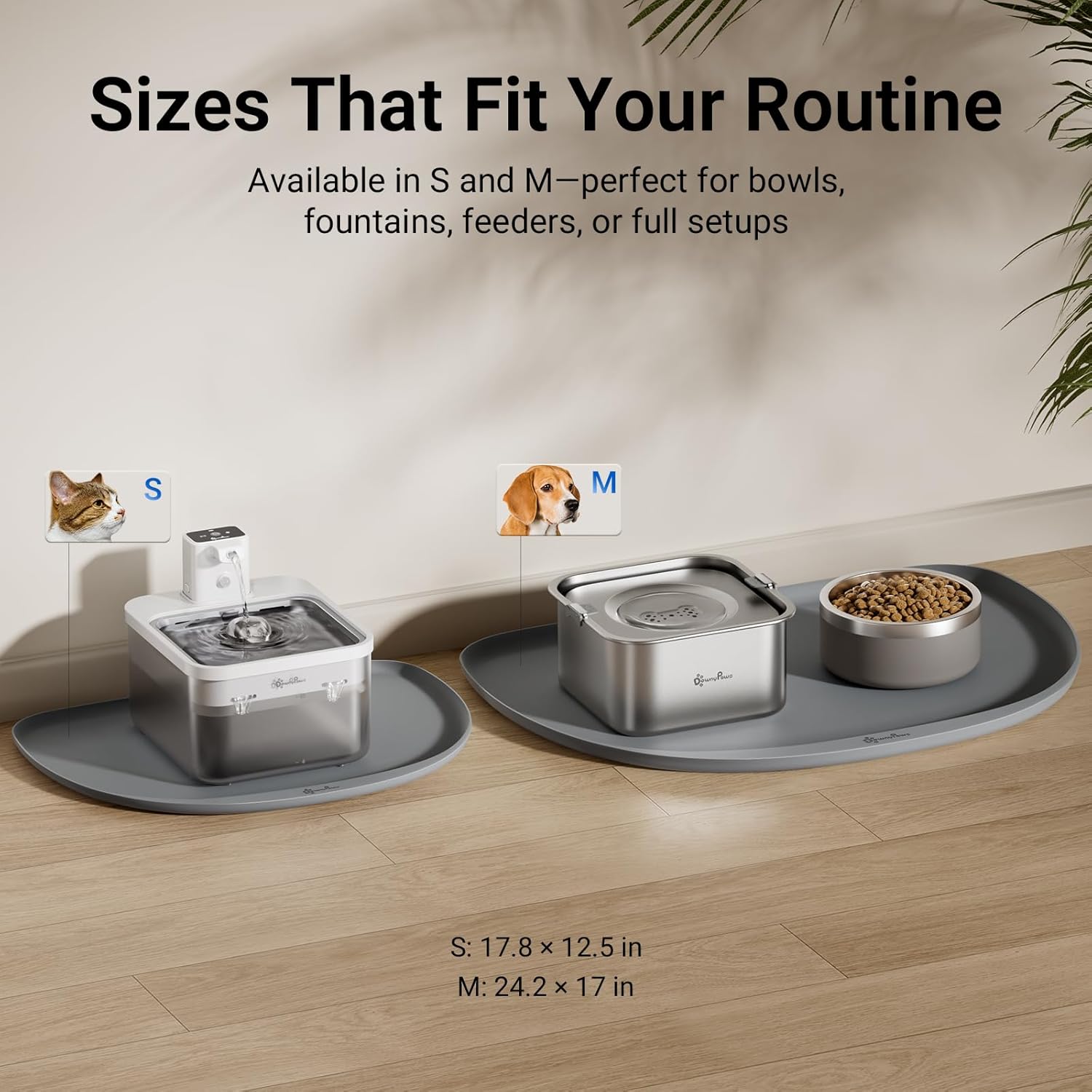Detalle de DownyPaws Cat Feeding Mat for Floors – Waterproof, BPA-free Silicone with Raised Edge