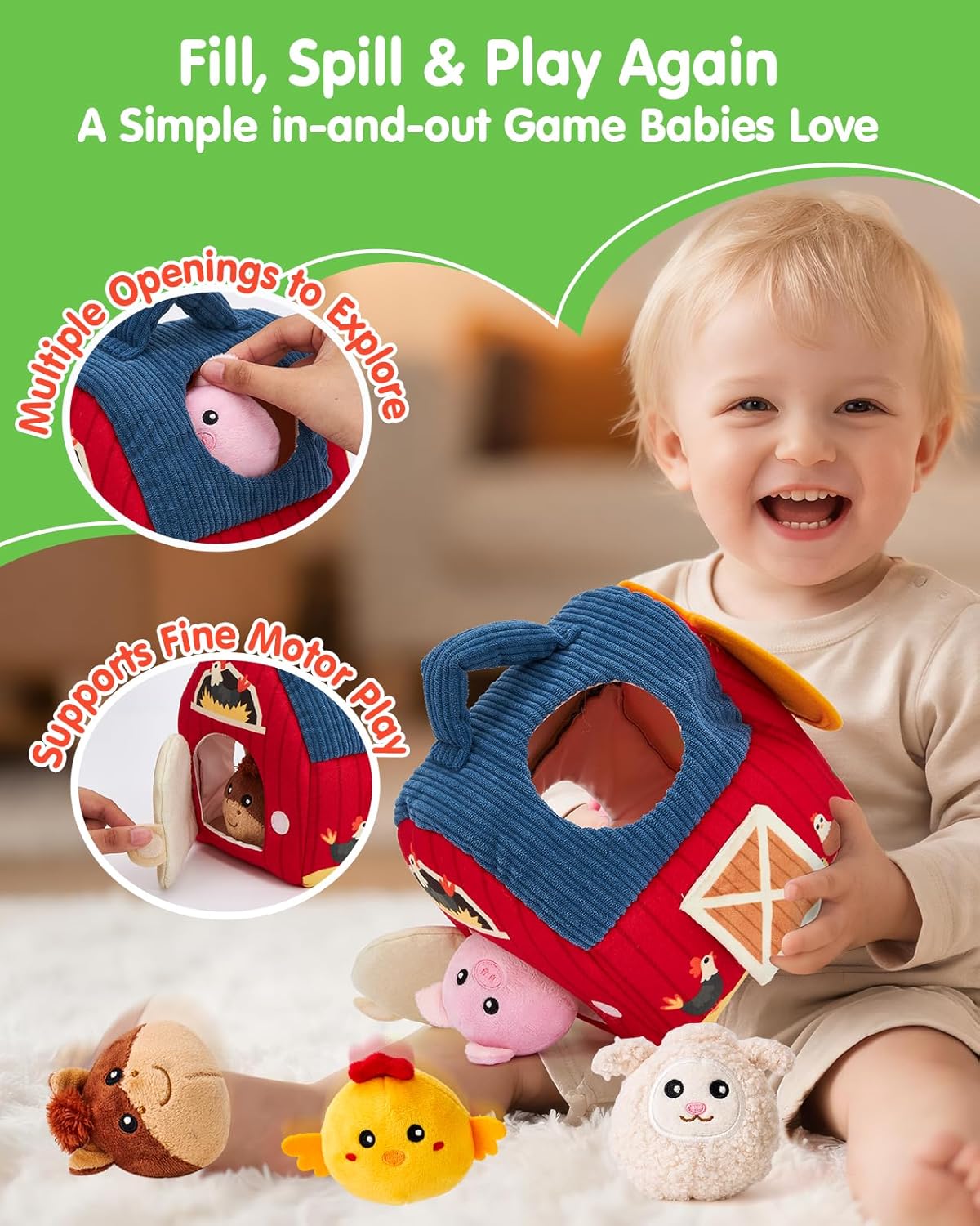 Thumbnail 3 de hahaland Surprise Barn Plush Baby Toys for 6 Months