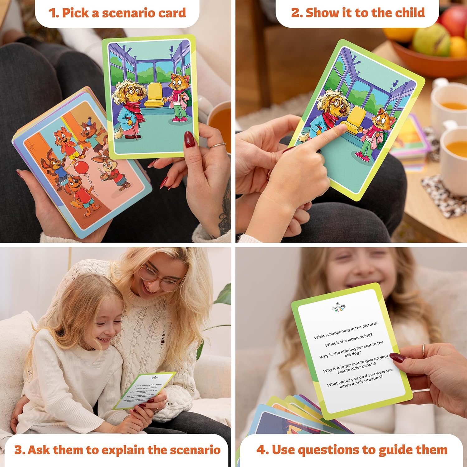 Detalle 2 de Who What Why Conversation Cards Ages 4+ 🎲