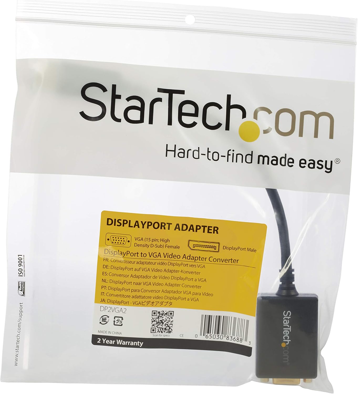 Detalle 2 de StarTech Adaptateur DisplayPort vers VGA Actif DP2VGA2 – Connexion fiable DP/DP++ vers VGA 1080p