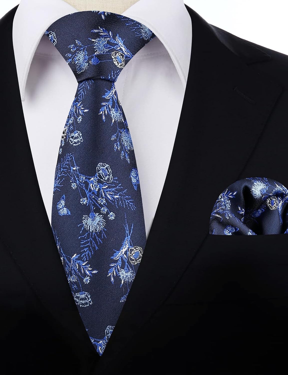 Thumbnail 4 de Alizeal Floral Patterned Necktie with Pocket Square Set – 1 Tie + 1 Pocket Square