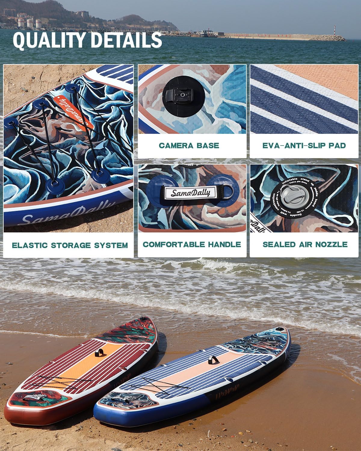 Thumbnail 6 de SamaDally Inflatable Stand Up Paddle Board — Ultra Stable Wide Design with Full Accessory Kit