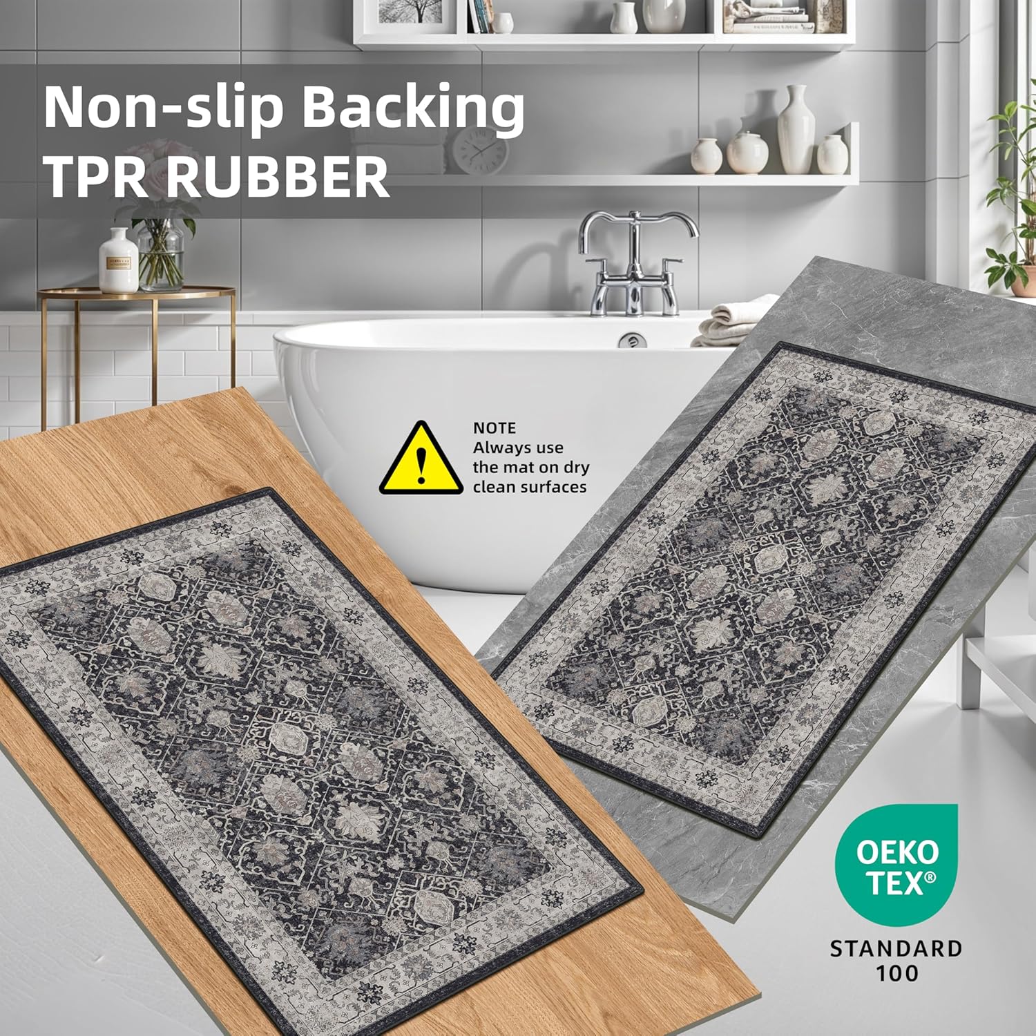 Thumbnail 4 de 3-Piece Washable Kitchen Rug Set 2 x 3