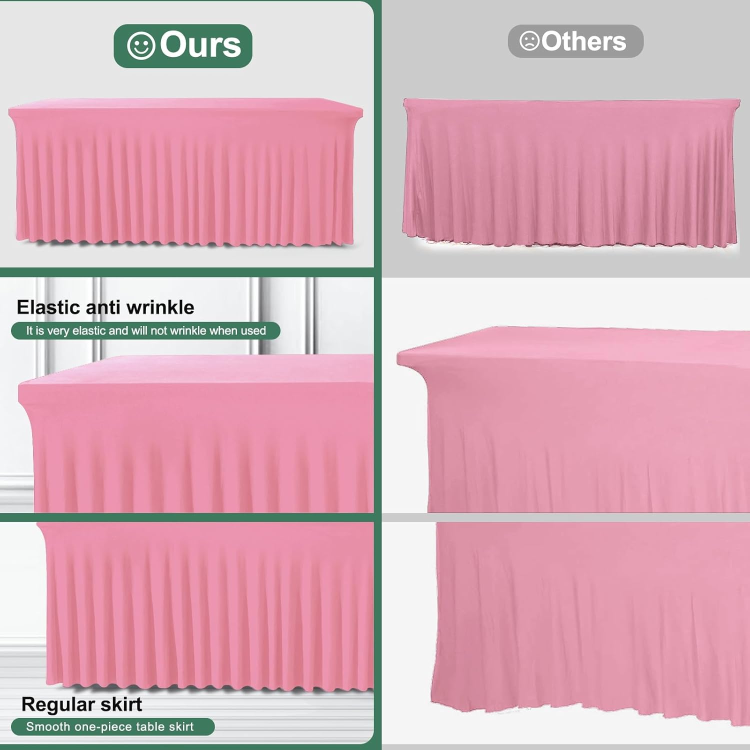 Detalle 2 de BDDC Table Skirts 6ft 2-Pack Pink 🍽