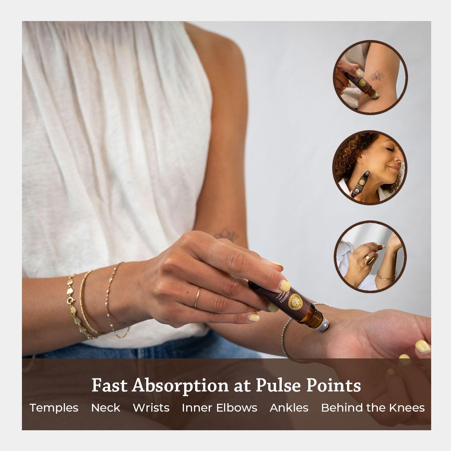 Detalle de Silk Road Organic Patchouli Essential Oil Roll-On (10 ml) — USDA Certified Organic