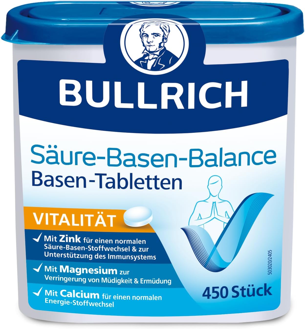 Detalle de Bullrich Säure-Basen-Balance Basentabletten 450 Stück – vegan, mit Zink