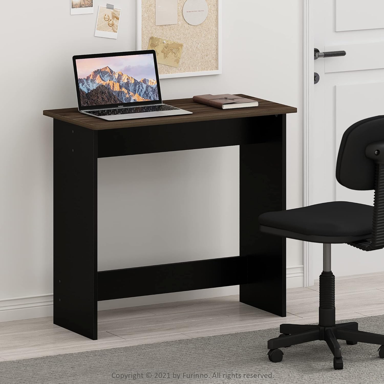 Thumbnail 1 de Furinno Simplistic computer desk in Columbia Walnut/Black – compact study & writing table