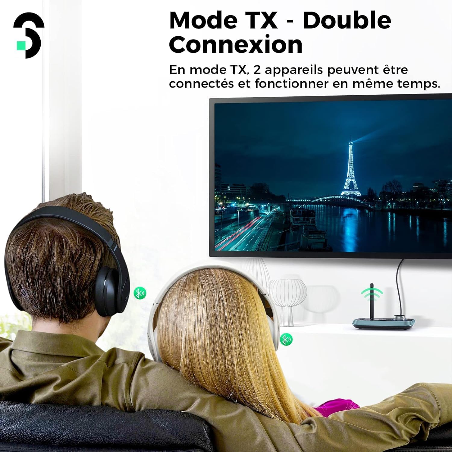 Thumbnail 2 de SOOMFON Émetteur-Récepteur Bluetooth 5.0 3 en 1 avec écran LCD — Transmetteur RX/TX et mode bypass