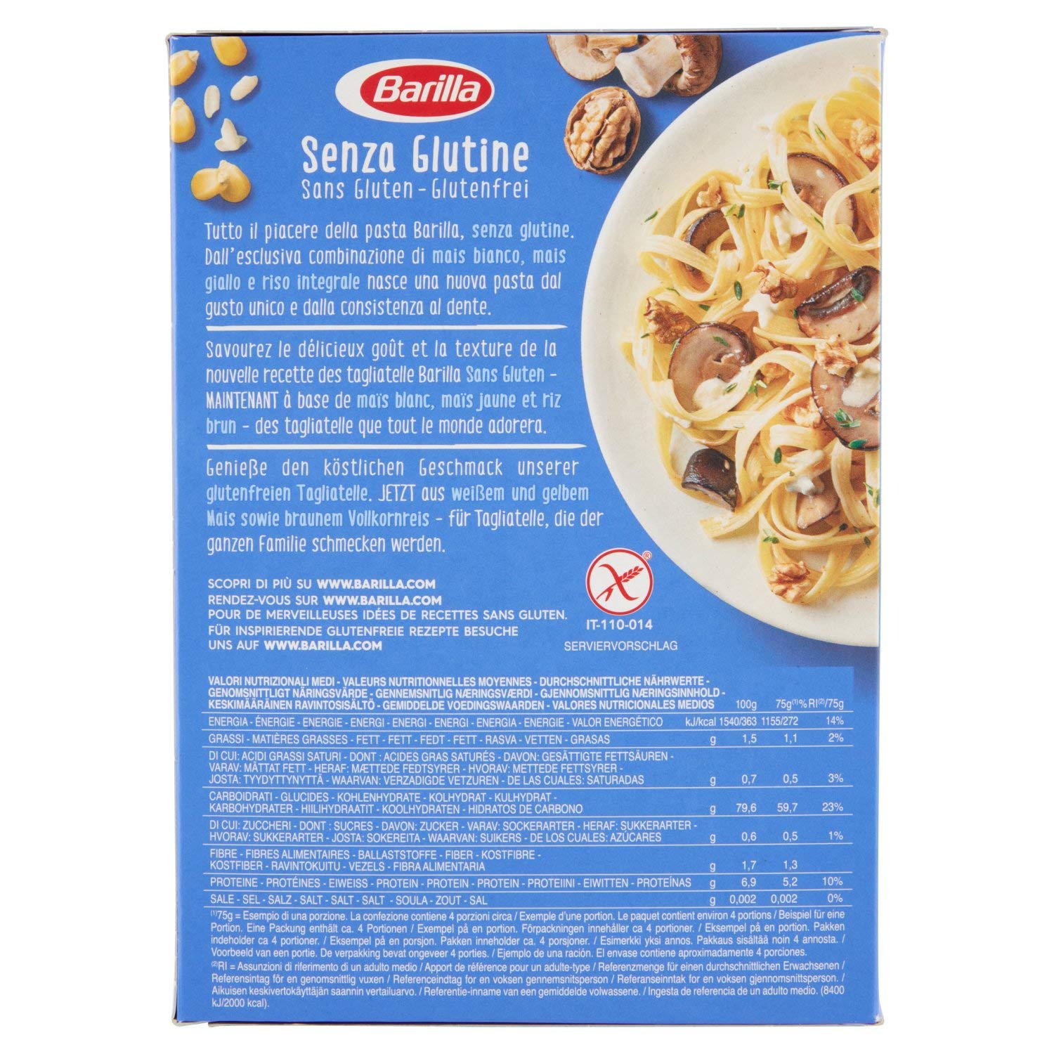 Detalle de Barilla glutenfreie Tagliatelle aus Mais und Reis – 300 g (4er Pack)