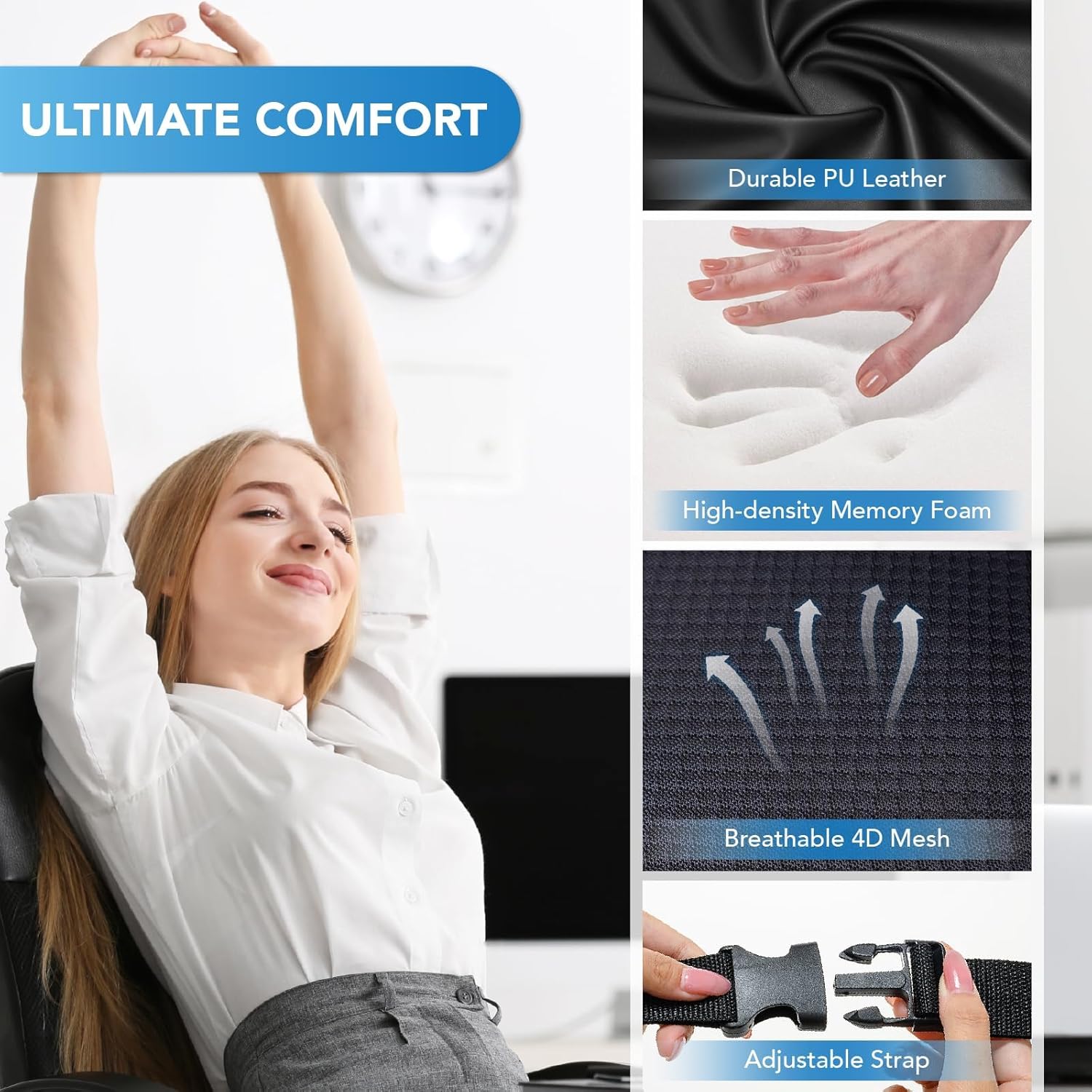 Detalle 1 de Lofty Aim Lumbar Support Pillow memory foam for lower back relief