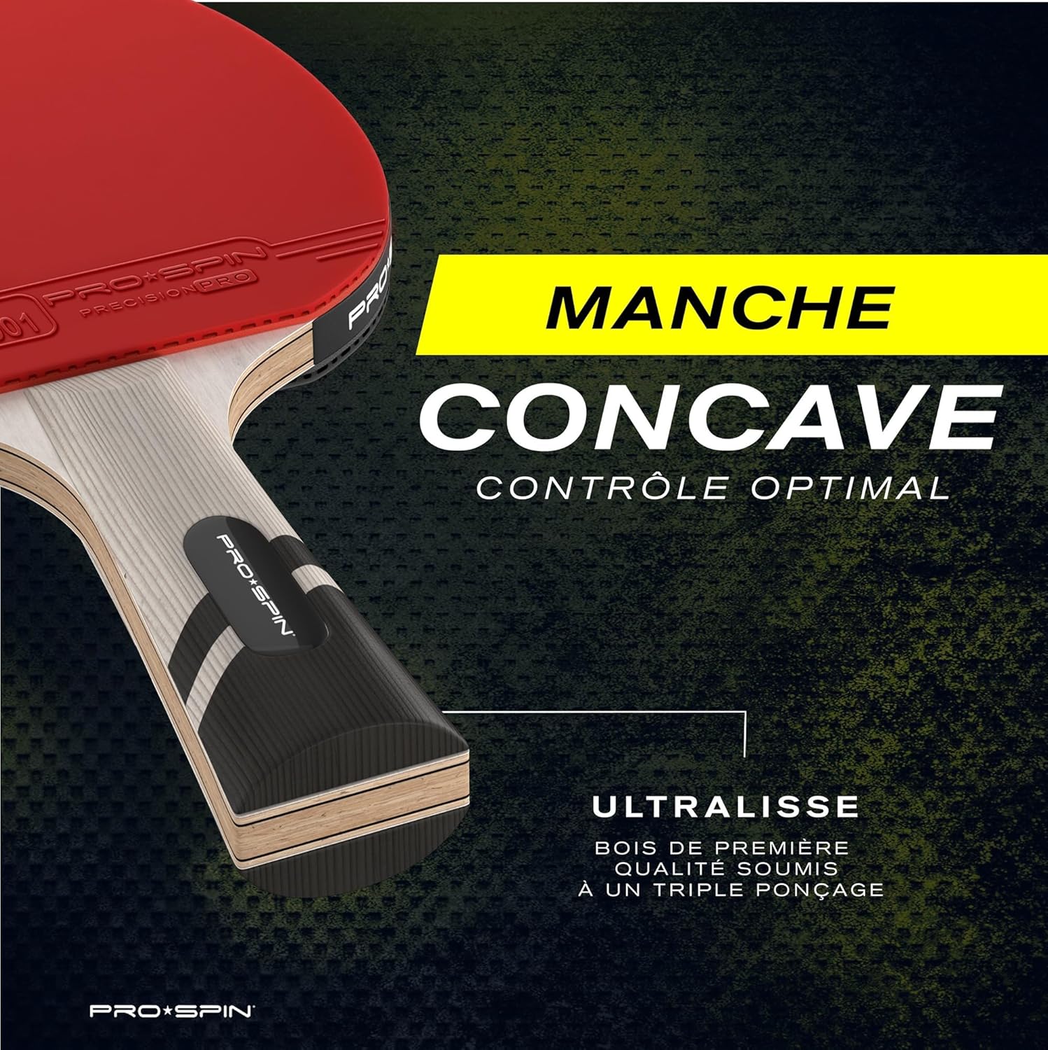 Thumbnail 3 de PRO-SPIN Raquette de ping-pong Série Elite 7 plis (ITTF) — Fibre de carbone, mousse 2 mm et étui