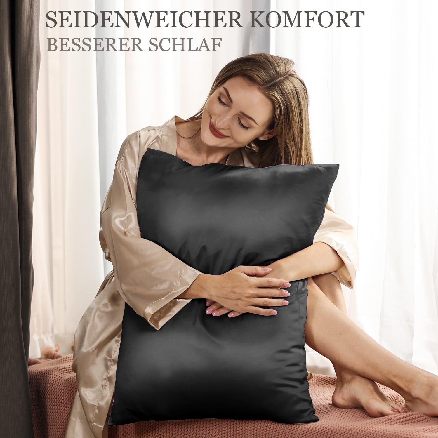 Thumbnail 4 de Adubor Seidenkissenbezug 80x80 cm