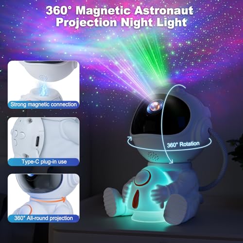Thumbnail 5 de Swoieltr Astronaut Galaxy Projector: Nebula Modes, Star Show and Night Light for Kids and Rooms