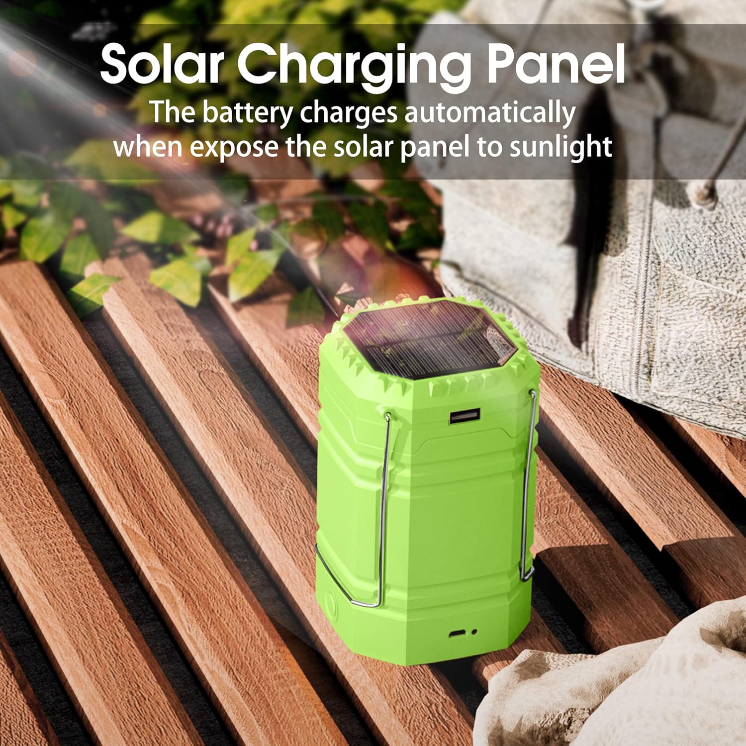 Thumbnail 4 de Lanterne de camping LED solaire à manivelle rechargeable 3000 mAh, 2 en 1 lanterne et lampe de poche