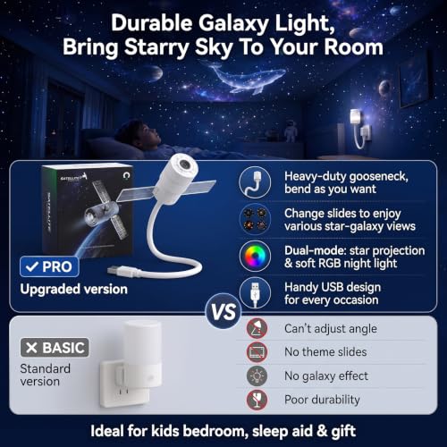 Detalle de LAZYTAIL Galaxy Projector Night Light: 2-in-1 Starry Sky and Warm Night Light