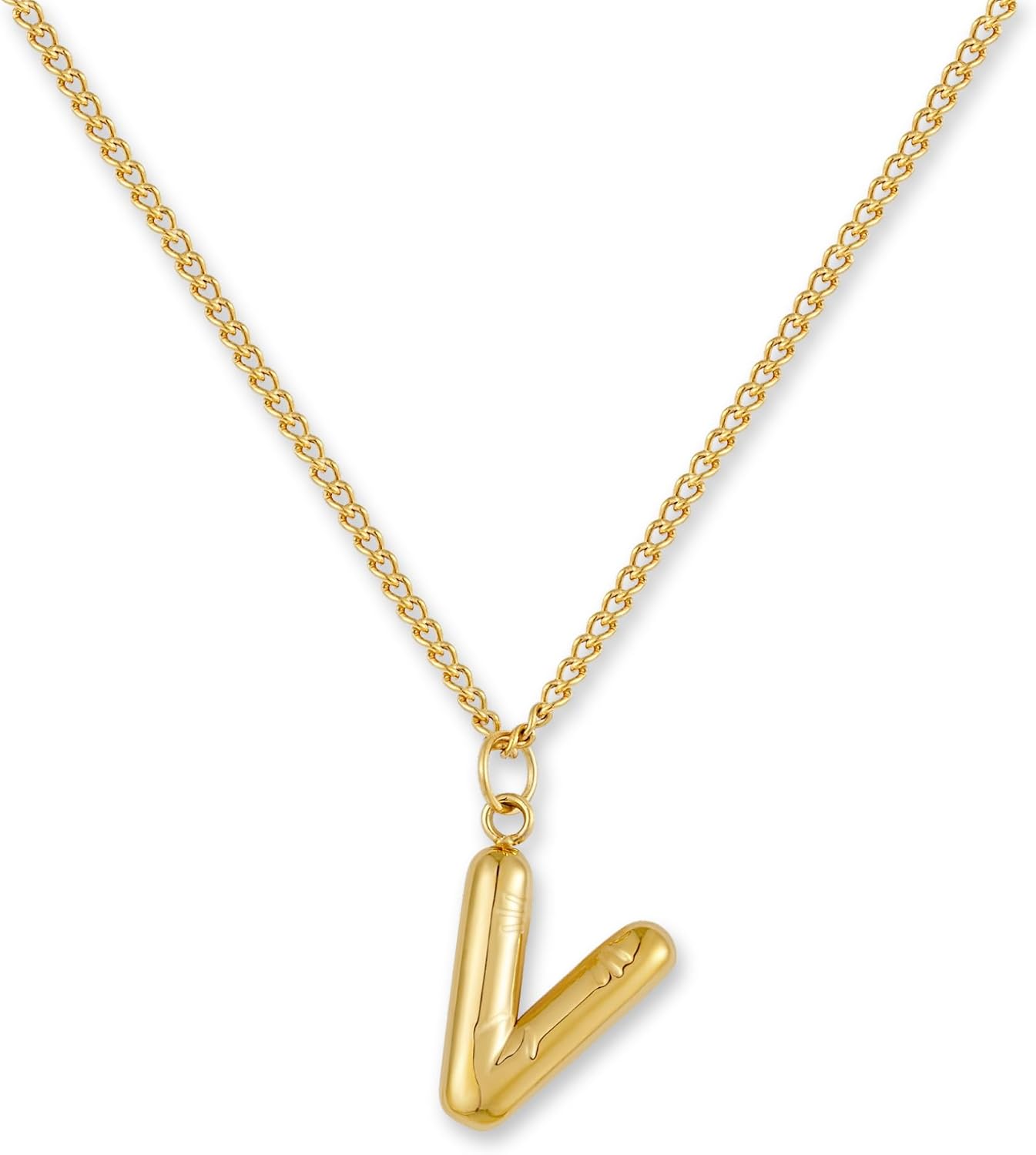 Detalle de GD GOOD.designs Collana Lettera “Oro Bubble” con iniziale A-Z in acciaio inox placcato oro 18K
