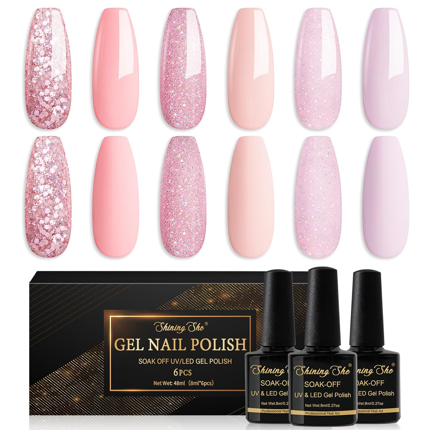 Thumbnail 6 de Shining She UV Cat-Eye Nagellack Set (4 Farben, 9D Holographic) – Katzenaugen mit Magnet-Effekt, 8 ml