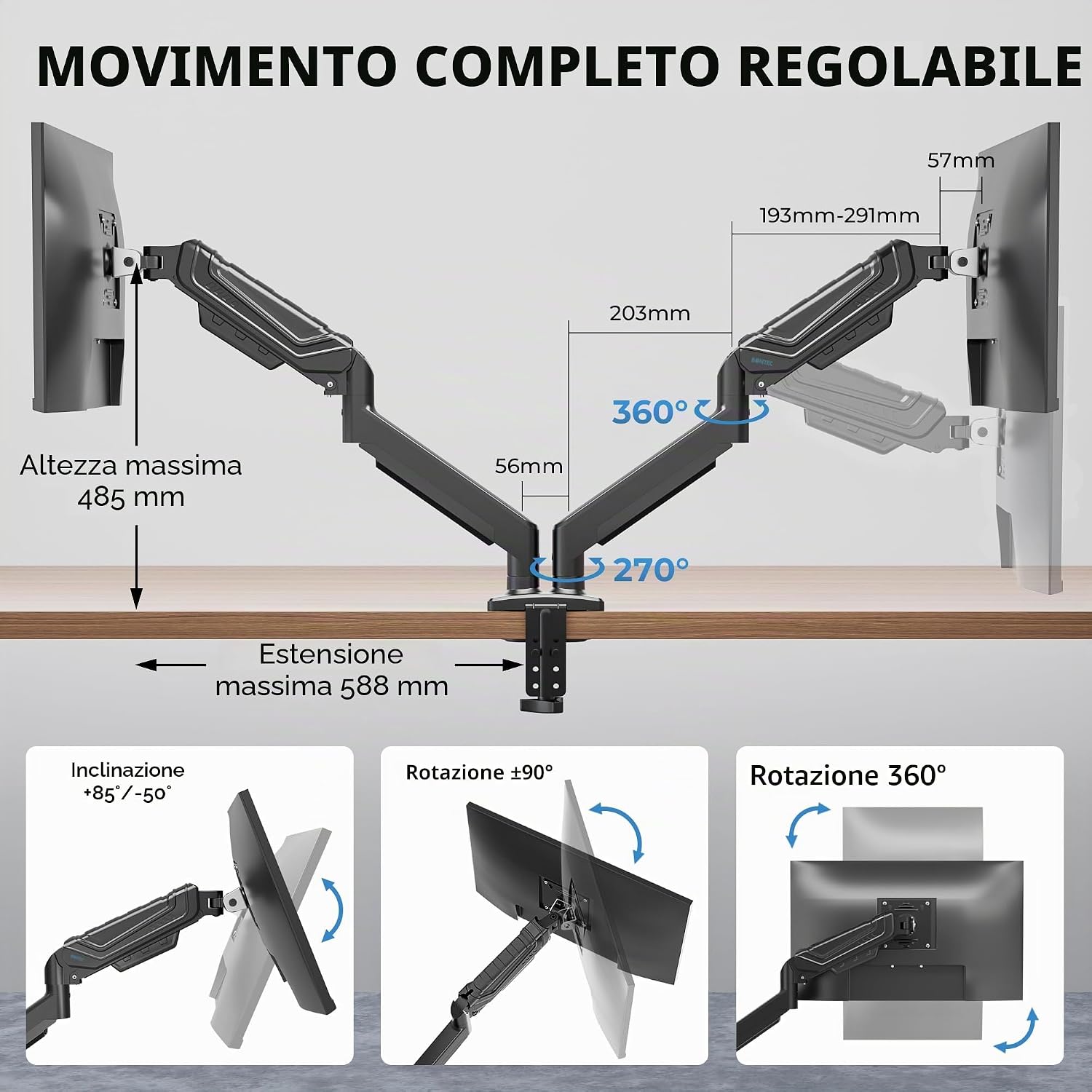 Detalle de BONTEC braccio doppio monitor 360°