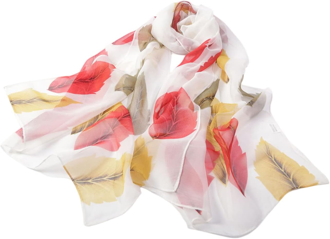Detalle 2 de FAIRYGATE Georgette Chiffon Schal Damen – Lange Schals mit Blumenmuster, 160 × 50 cm