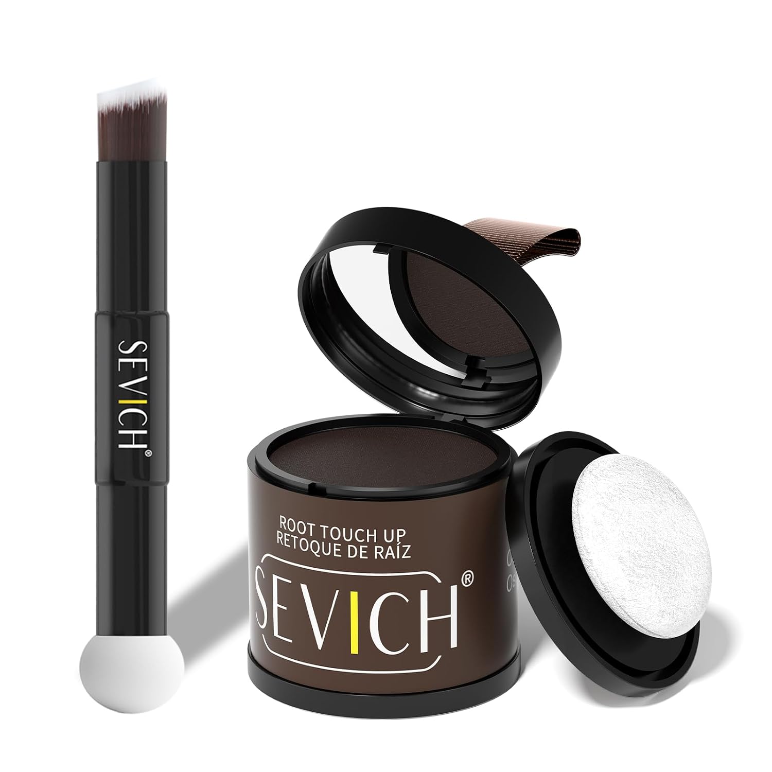 Detalle de SEVICH Hairline Powder, 10g Dark Brown Root Touch-Up with Brush