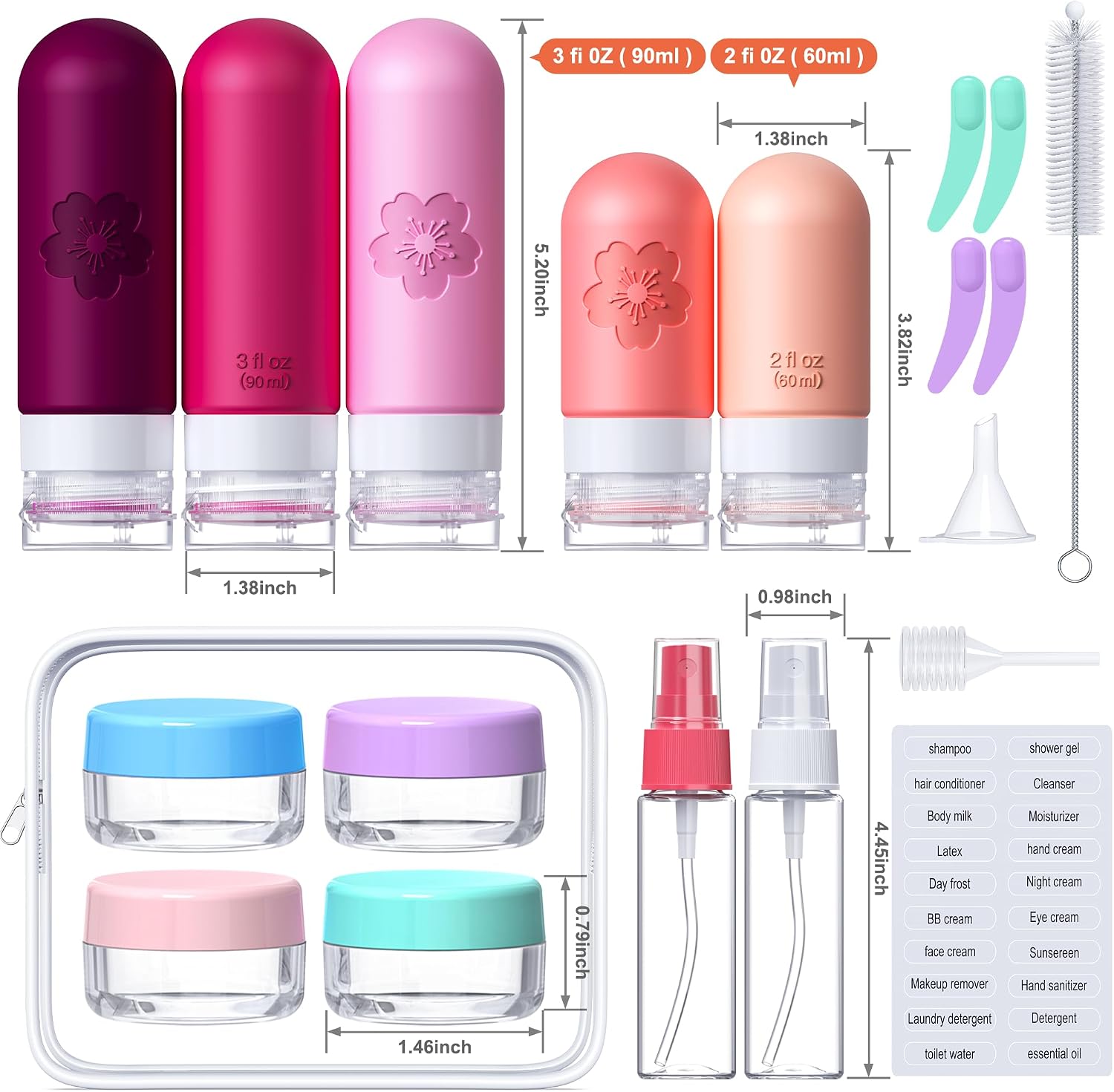 Thumbnail 1 de 20 Pack Travel Bottles for Toiletries: CAA Approved Silicone, Leak-Proof & Refillable