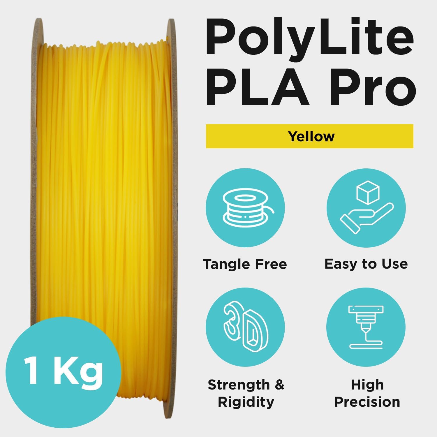 Detalle 1 de Polymaker PA07009 PolyLite PLA Pro Filament, 1.75mm, 1kg Yellow
