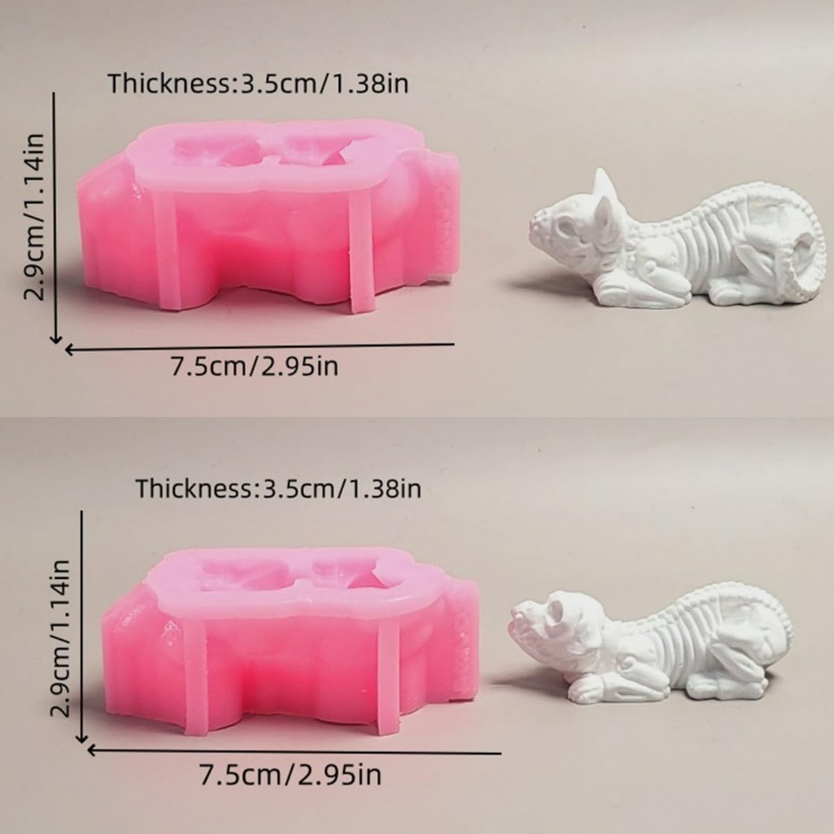 Thumbnail 1 de Mini Skeleton Cat and Dog Silicone Mold, 1.14 x 2.95 x 1.38 Inches