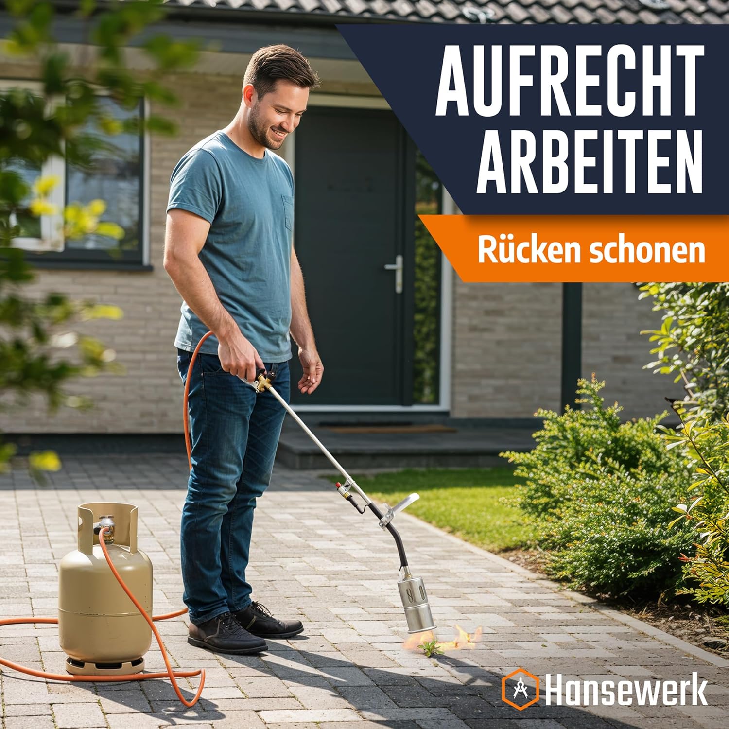 Thumbnail 6 de Hansewerk Abflammgerät mit Piezozündung inkl. Druckregler und 5 m Gasschlauch – Unkrautbrenner