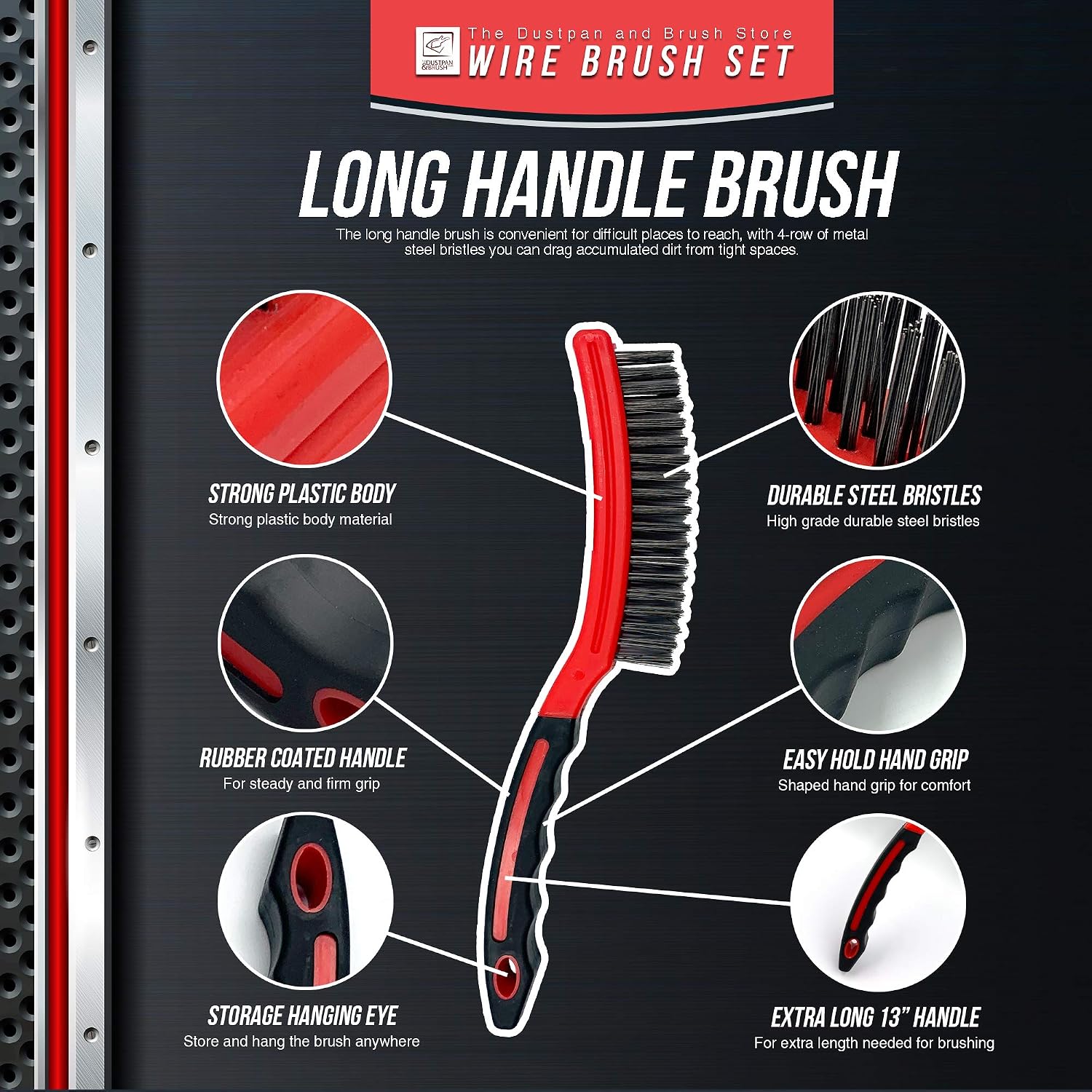 Thumbnail 1 de Wire Brush Twin Pack: Heavy Duty Steel Brushes with Easy-Grip Handles