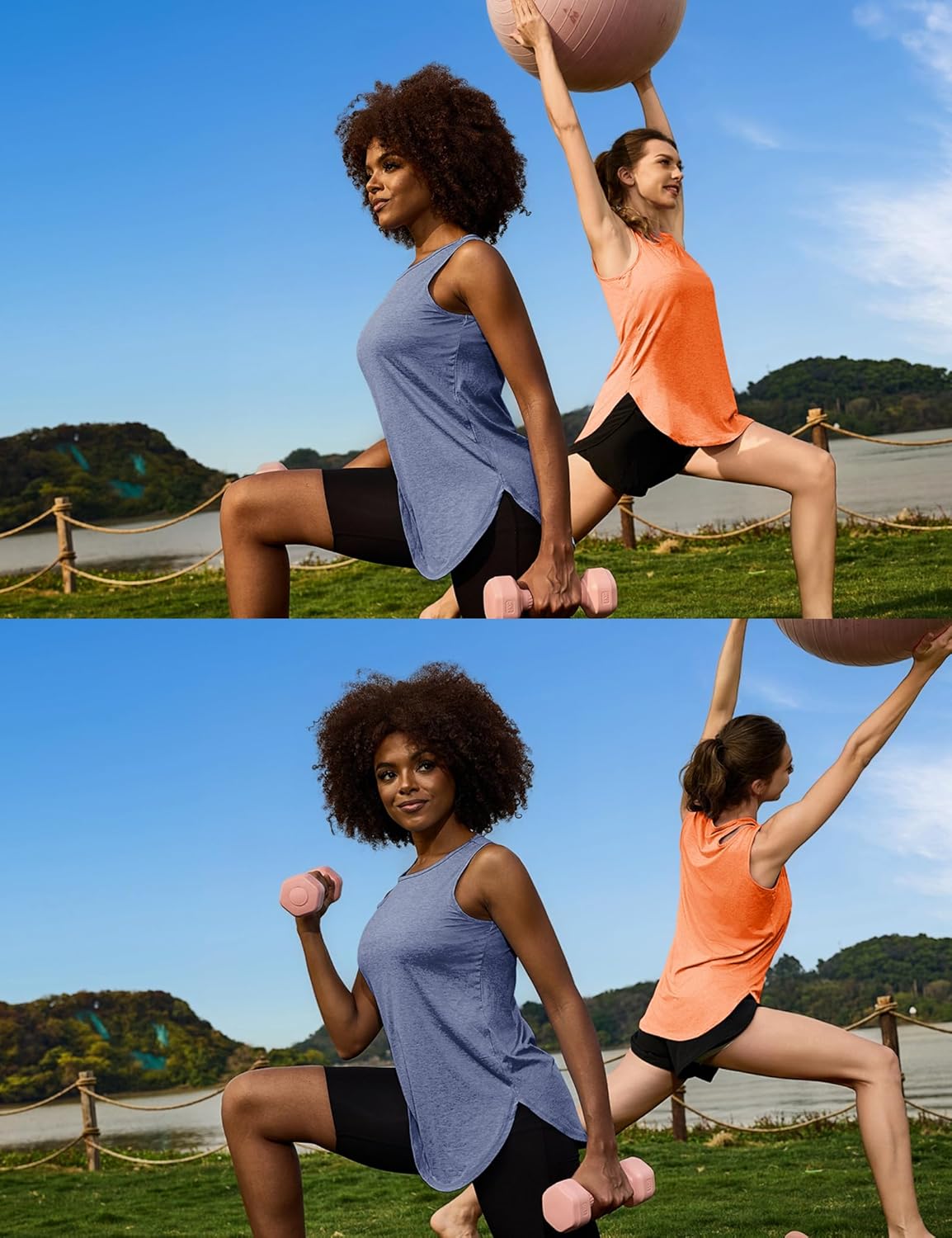Thumbnail 4 de Gyabnw débardeur de sport femme col rond, découpes aux épaules et tissu doux pour yoga, fitness et entraînement