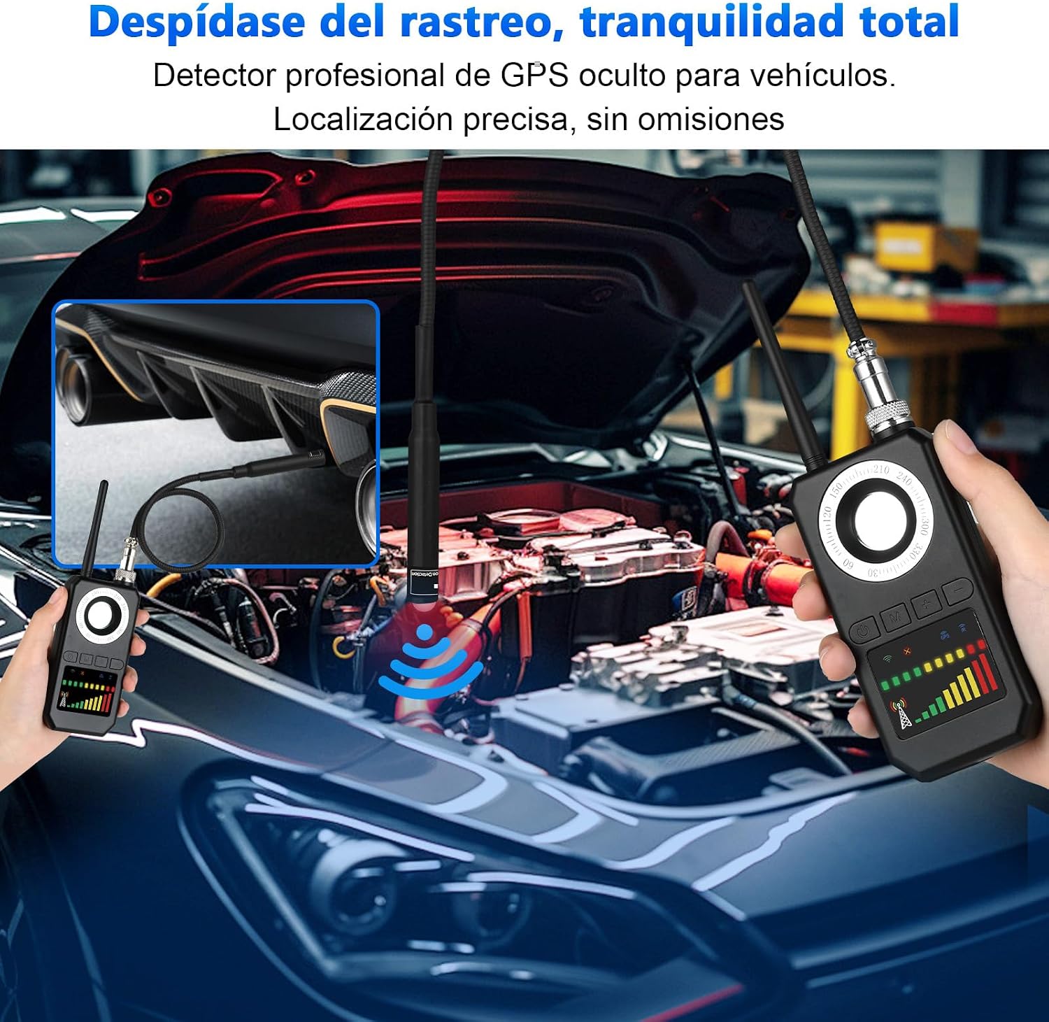 Detalle de Diseleri Detector de Cámaras y Micrófonos Ocultos 4 en 1 – RF, GPS, Escáner de Señal y Sensor Magnético